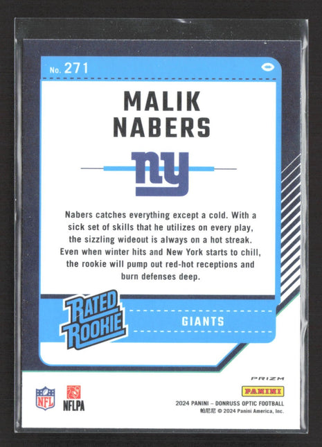 2024 Panini Optic Malik Nabers Rated Rookie Silver Holo #271