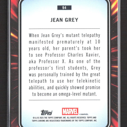 2025 Topps Chrome Marvel Jean Grey Red Gold LAzer /100 #94