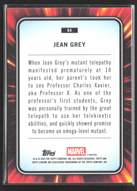 2025 Topps Chrome Marvel Jean Grey Red Gold LAzer /100 #94