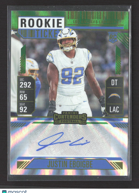 2024 Panini Contenders - Rookie Ticket Justin Eboigbe #246 Green Auto