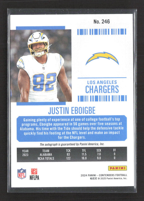 2024 Panini Contenders - Rookie Ticket Justin Eboigbe #246 Green Auto