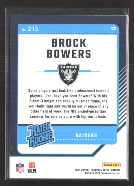 2024 Panini Donruss Optic - Rated Rookie Brock Bowers #215 (RC)