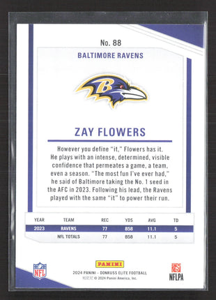 2024 Panini Donruss Elite - Zay Flowers #88 Status Explosion /875