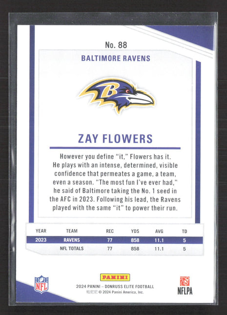 2024 Panini Donruss Elite - Zay Flowers #88 Status Explosion /875