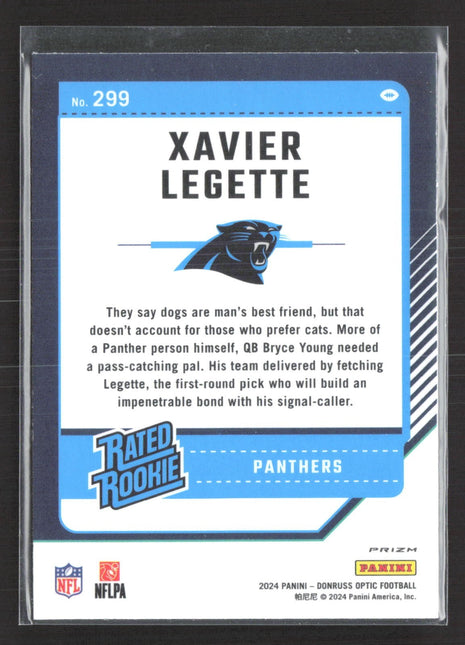 2024 Panini Optic Xavier Legette Rated Rookie Pink Prizm #299