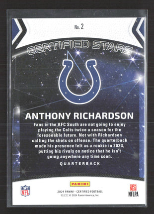 2024 Panini Certified - Certified Stars Anthony Richardson #2 Pink /199