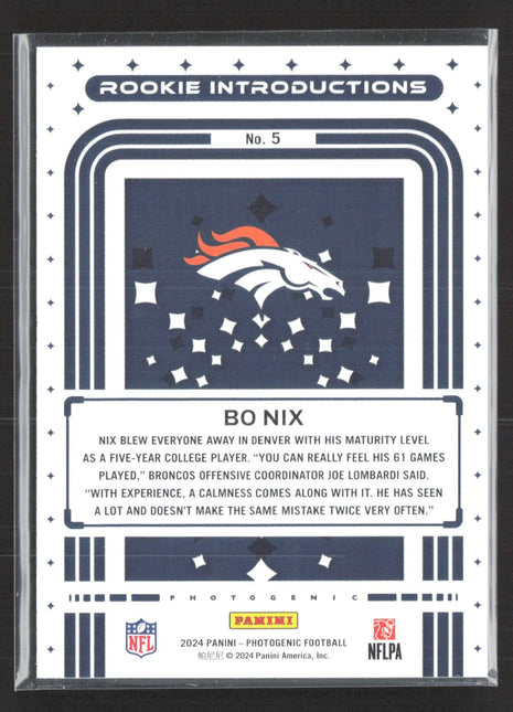 2024 Panini Photogenic - Rookie Introductions Bo Nix #5 (RC)