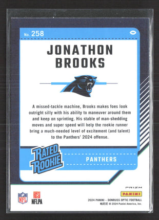 2024 Panini Donruss Optic - Rated Rookie Jonathon Brooks #258 Stars Prizm (RC)