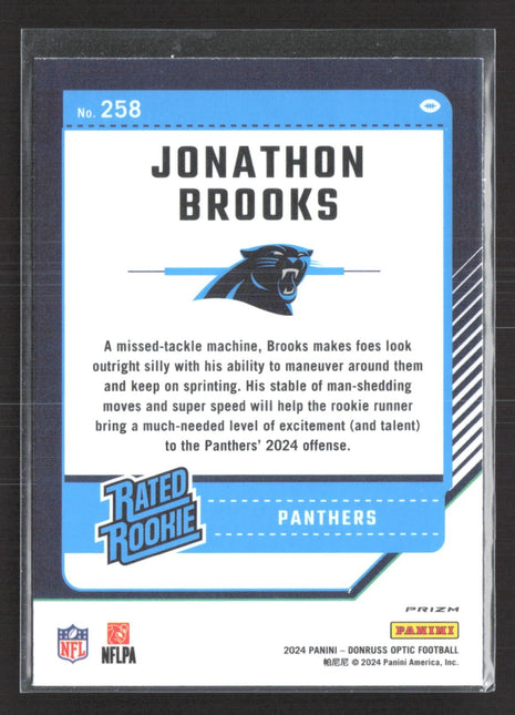 2024 Panini Donruss Optic - Rated Rookie Jonathon Brooks #258 Stars Prizm (RC)