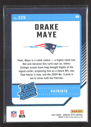 2024 Panini Optic Drake Maye Rated Rookie #299