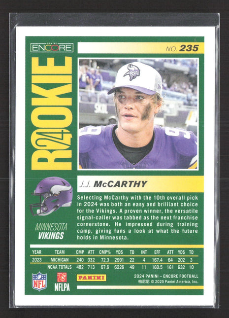 2024 Panini Encore - Rookies J.J. McCarthy #235 (RC)