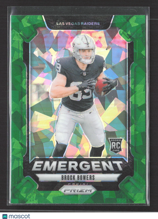 2024 Panini Prizm - Emergent Brock Bowers #8 Green Ice Prizm (RC)
