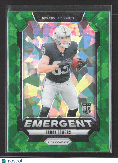 2024 Panini Prizm - Emergent Brock Bowers #8 Green Ice Prizm (RC)