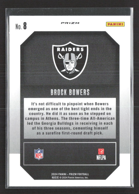 2024 Panini Prizm - Emergent Brock Bowers #8 Green Ice Prizm (RC)