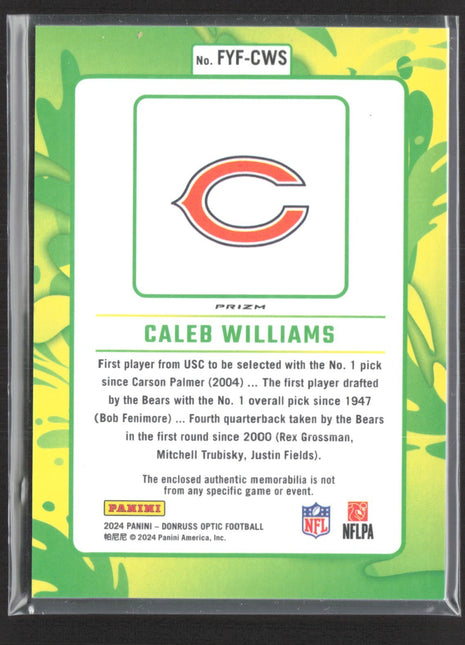 2024 Donruss Optic First Year Fresh Caleb Williams BLue Hyper Jersey