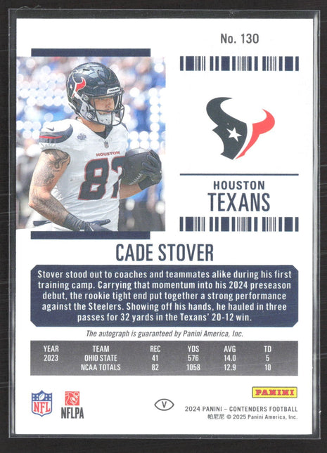 2024 Panini Contenders - Rookie Ticket RPS  Cade Stover #130 Auto