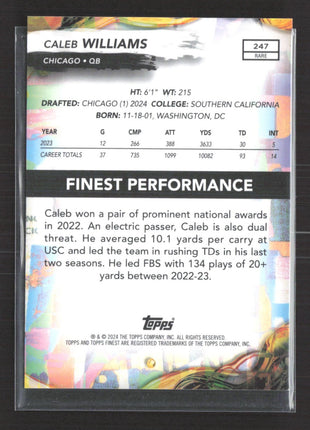2024 Topps Finest - Rare Caleb Williams #247 Black Refractor (RC) /15