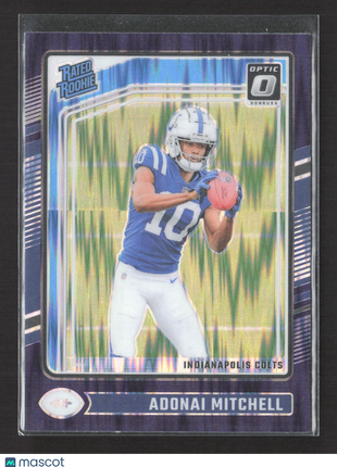 2024 Panini Donruss Optic Rated Rookie Adonai Mitchell #203 Purple Shock Prizm