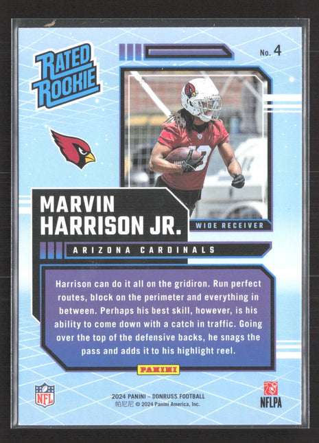 2024 Panini Donruss Retro Marvin Harrison Jr Rated Rookie #4