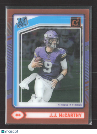 2024 Panini Clearly Donruss - Rated Rookie J.J. McCarthy #61 Orange /199 (RC)