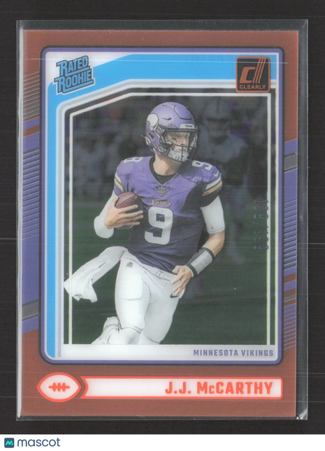 2024 Panini Clearly Donruss - Rated Rookie J.J. McCarthy #61 Orange /199 (RC)