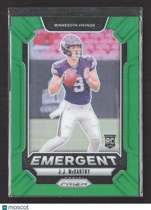 2024 Panini Prizm - Emergent J.J. McCarthy #19 Green Prizm (RC)