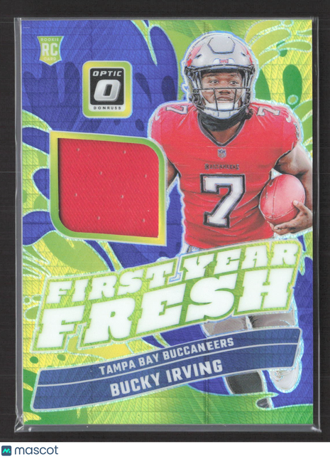 2024 Panini Optic First Year Fresh Bucky Irving Blue Hyper Rc Jersey
