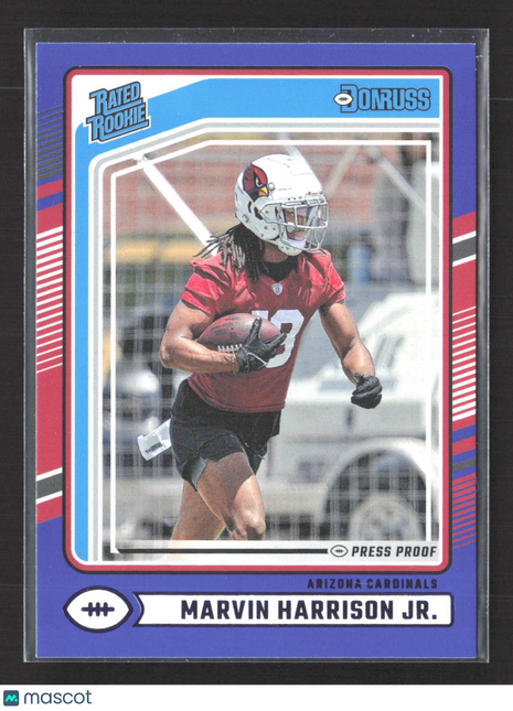 2024 Panini Donruss Marvin Harrison Jr Rated Rookie Blue Press Proof #393