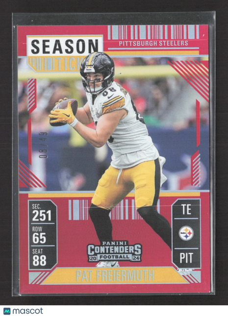 2024 Panini Contenders Pat Freiermuth Season Ticket Red /49 #84