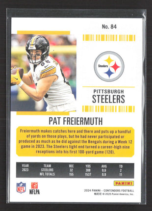2024 Panini Contenders Pat Freiermuth Season Ticket Red /49 #84