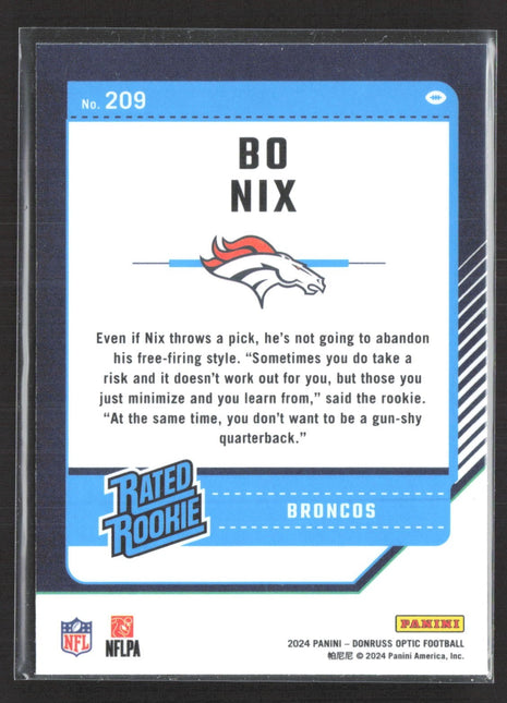 2024 Panini Donruss Optic - Rated Rookie Bo Nix #209 (RC)