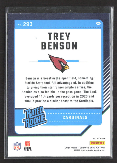 2024 Panini Optic Trey Benson Rated Rookie #293 Purple Shock