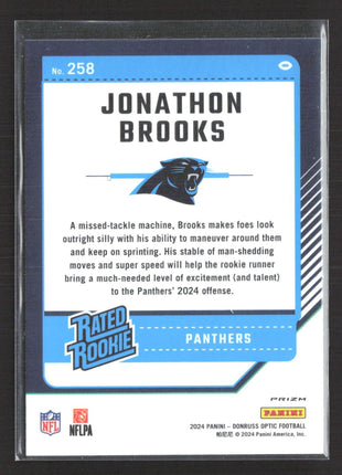 2024 Panini Donruss Optic Rated Rookie Jonathon Brooks #258 Purple Shock Prizm