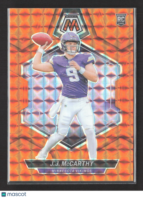 2024 Panini Mosaic - Rookies J.J. McCarthy #310 Orange Mosaic Prizm /199 (RC)