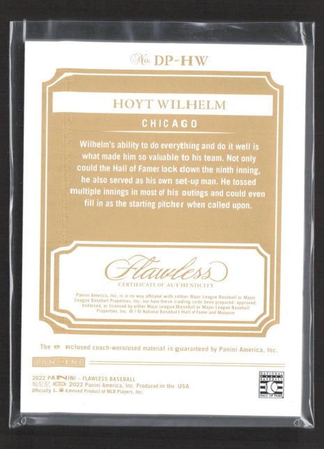 2022 Panini Flawless - Dual Patch Hoyt Wilhelm #DP-HW Platinum 1/1