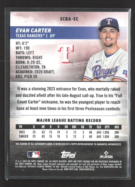 2024 Topps Stadium Club - Autographs Evan Carter #SCBA-EC Auto