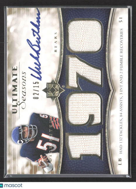 2008 Ultimate Collection Seasons Dick Butkus #USEA-100 Gold /15 Patch Auto