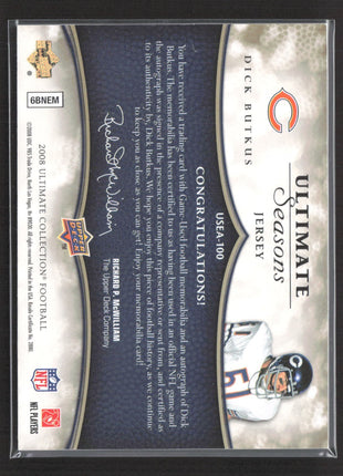 2008 Ultimate Collection Seasons Dick Butkus #USEA-100 Gold /15 Patch Auto