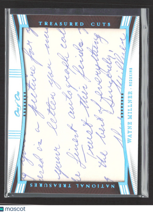 2023 Panini National Treasures Wayne Millner Treasured Cuts Cut Auto 1/1 HOF