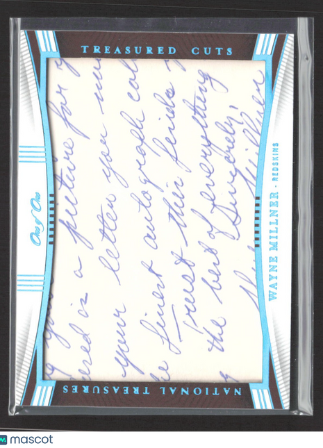 2023 Panini National Treasures Wayne Millner Treasured Cuts Cut Auto 1/1 HOF