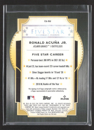 2022 Topps Five Star - Autographs Ronald Acuna Jr. #FSA-RAJ Purple /50 Auto