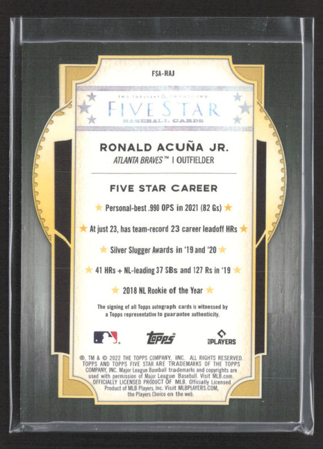 2022 Topps Five Star - Autographs Ronald Acuna Jr. #FSA-RAJ Purple /50 Auto