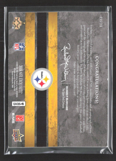 2008 Upper Deck Exquisite Collection Patch Auto Terry Bradshaw #ESS-TB Patch /10