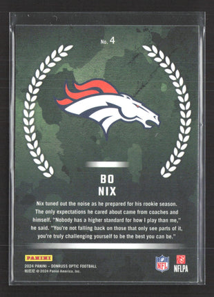 2024 Donruss Optic Bo Nix #4 Rookie Recruits