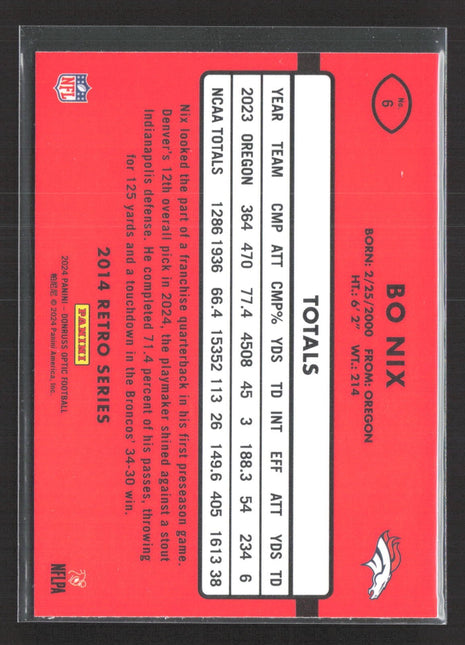 2024 Panini Optic Bo Nix Rated Rookie #6