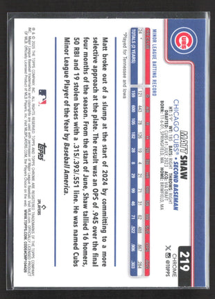 2025 Topps Chrome - Matt Shaw #219 Blue Refractor /150 (RC)