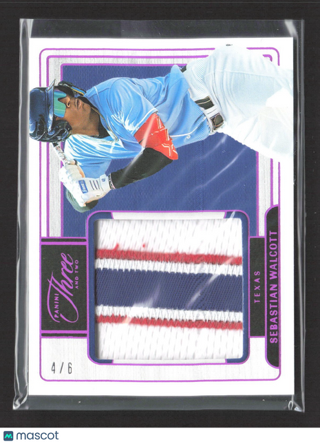 2024 Panini Three and Two  Sebastian Walcott #PS-SW Patch Pink /6