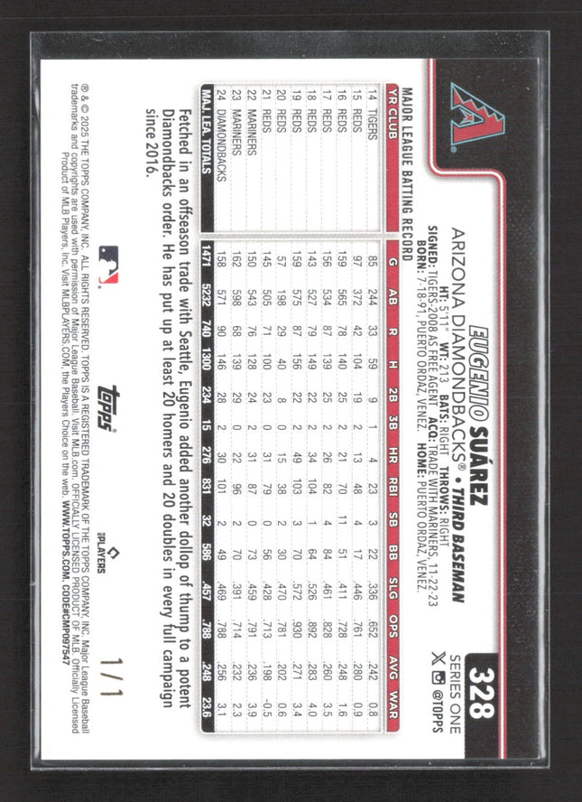 2025 Topps Series 1 - Eugenio Suarez #328 Easter Tins Birds 1/1