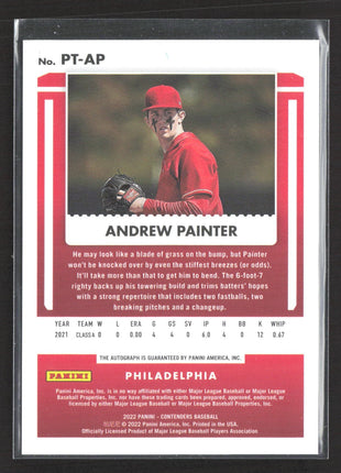 2022 Panini Contenders Prospect Ticket Andrew Painter Cracked Ice /23 Auto Rc