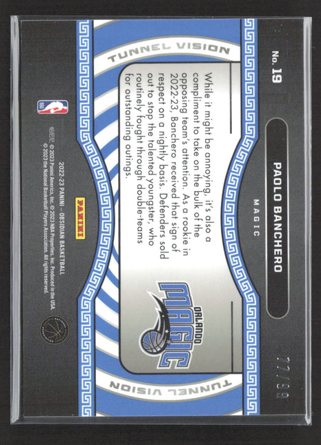 2022-23 Panini Obsidian - Tunnel Vision Paolo Banchero #19 Silver /99 (RC)